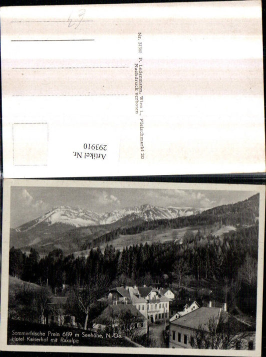 293910,Prein an d. Rax Hotel Kaiserhof m. Raxalpe Bergkulisse