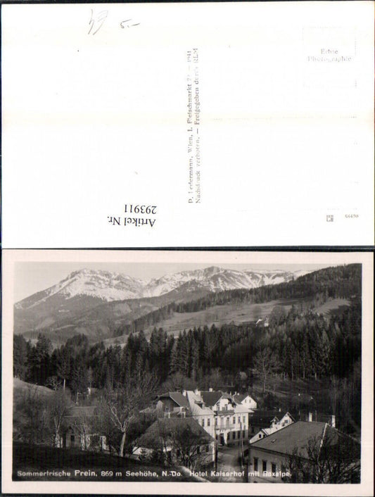 293911,Prein an d. Rax Hotel Kaiserhof m. Raxalpe Bergkulisse
