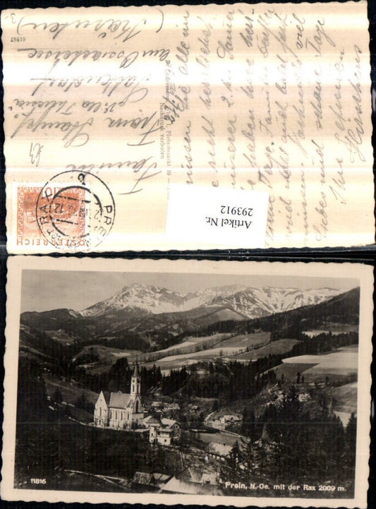 293912,Prein an d. Rax Teilansicht Kirche m. Rax Bergkulisse