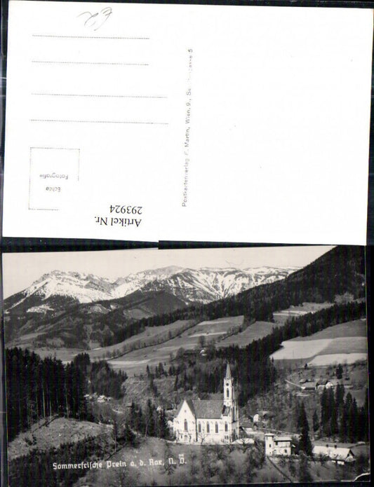 293924,Prein an d. Rax Kirche Bergkulisse