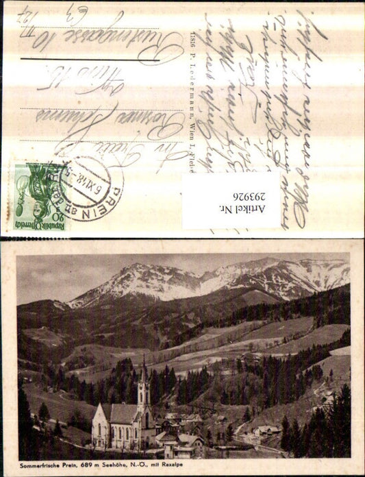 293926,Prein an d. Rax Teilansicht Kirche m. Raxalpe Bergkulisse