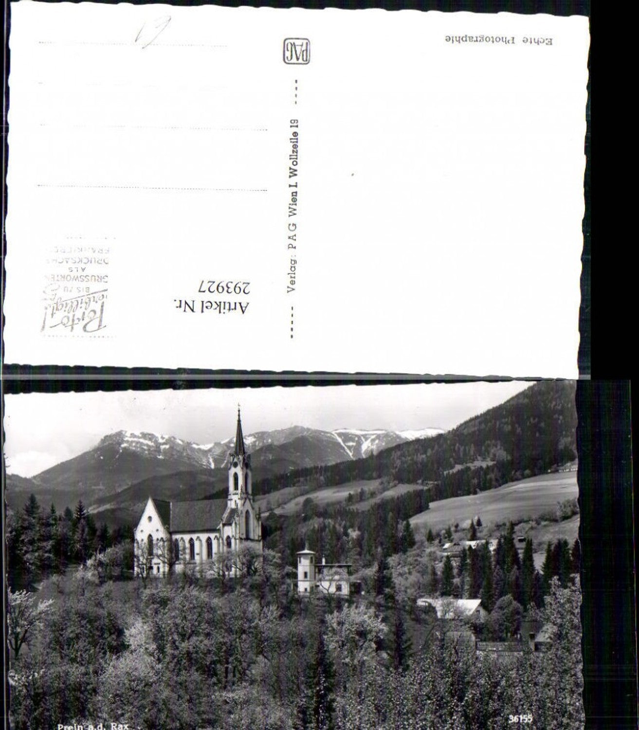 293927,Prein an d. Rax Kirche Bergkulisse