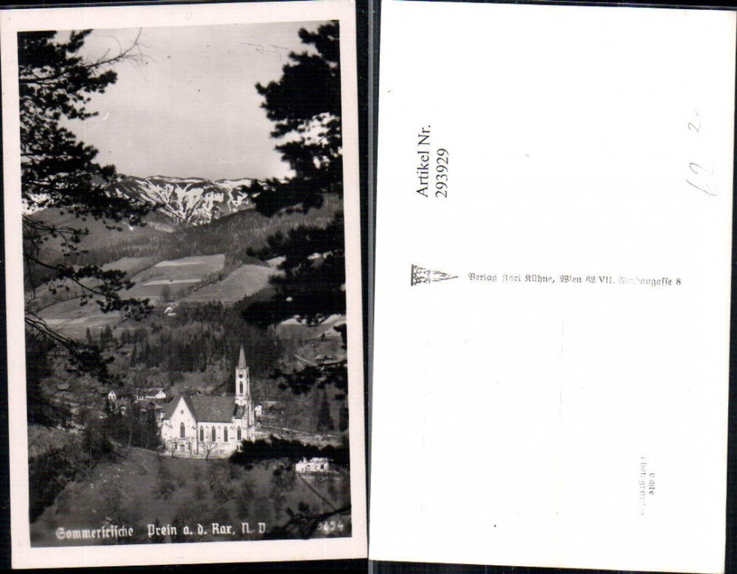 293929,Prein an d. Rax Kirche Bergkulisse