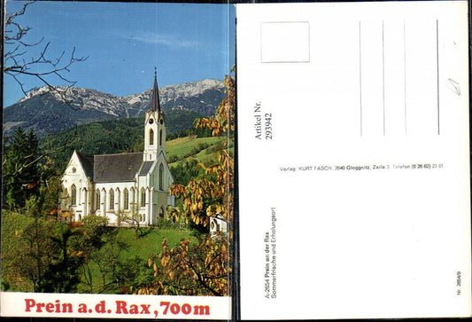 293942,Prein an d. Rax Kirche Bergkulisse