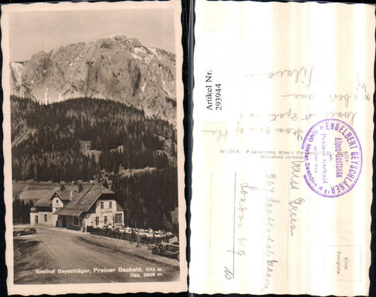293944,Rax Preiner Gscheid Gasthof Geyschläger b. Prein Bergkulisse Automobil Oldtimer