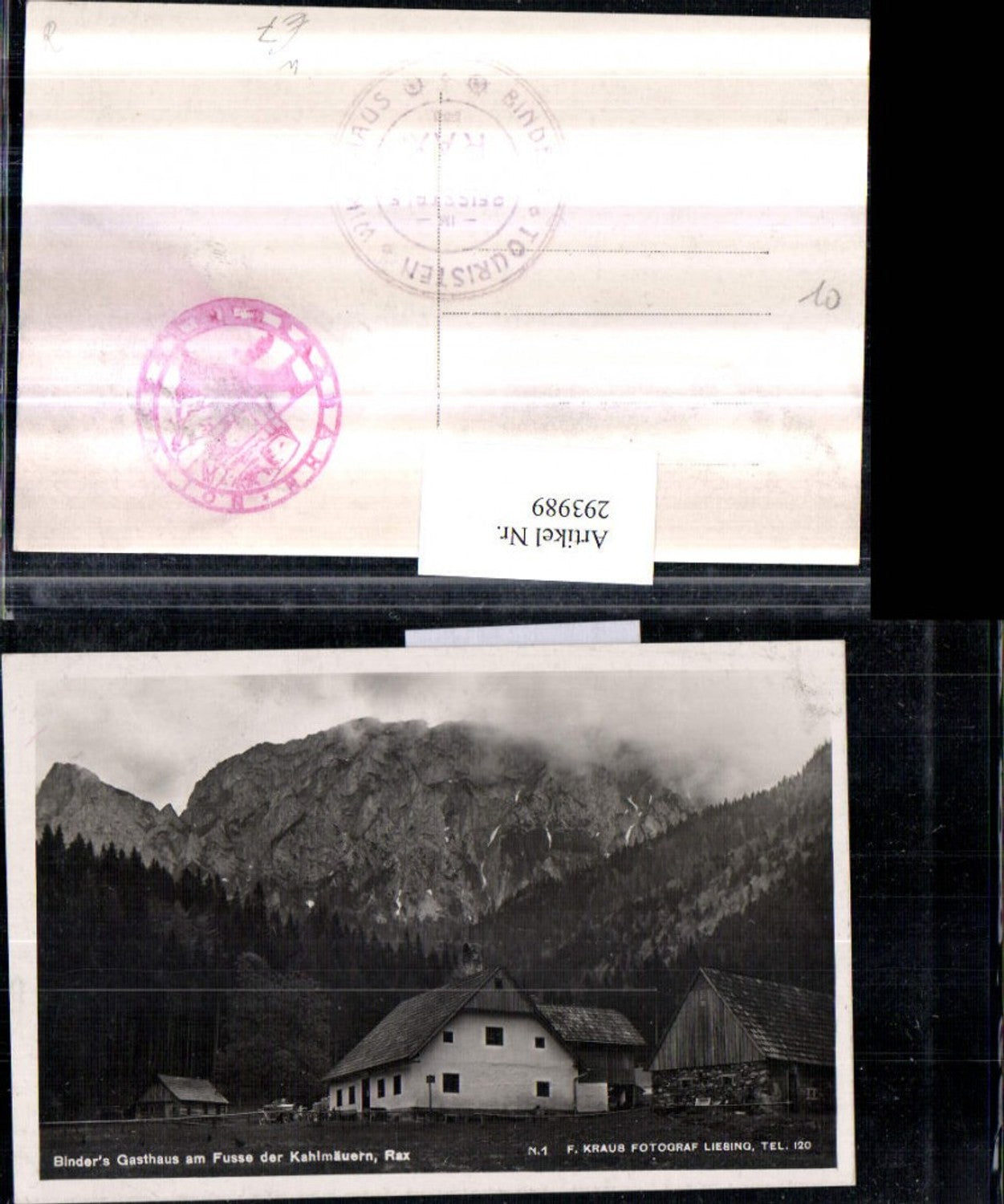 293989,Naßwald Schwarzau Binders Gasthaus m. Kahlmäuern der Rax Bergkulisse