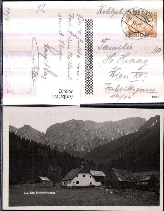 293992,Naßwald Schwarzau Binder-Wirtshaus m. Kahlmäuer d. Rax Bergkulisse