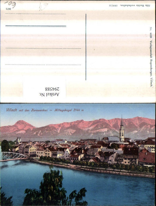 294588,Villach Totale m. Karawanken Mittagskogel Bergkulisse