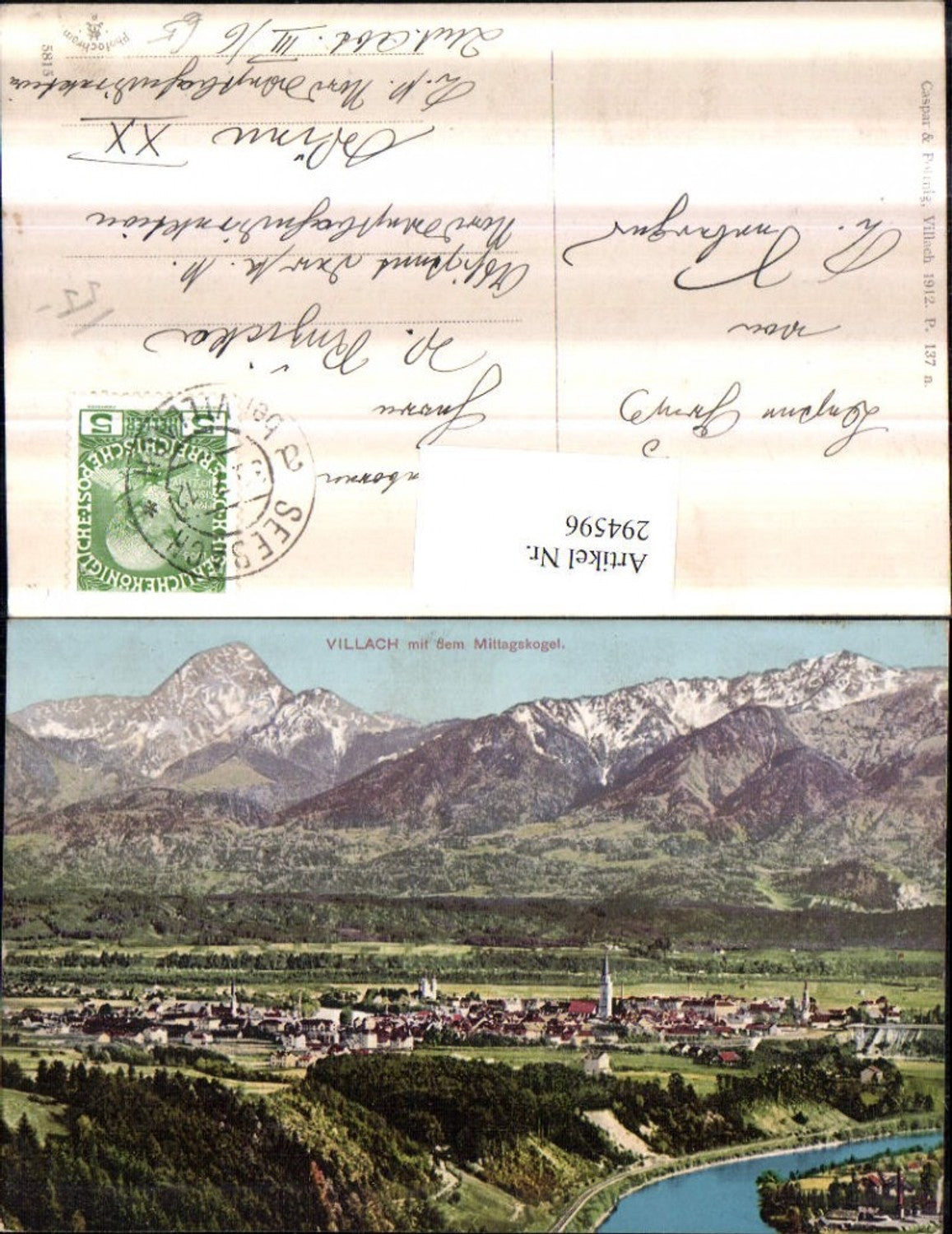 294596,Villach Totale m. d. Mittagskogel Bergkulisse