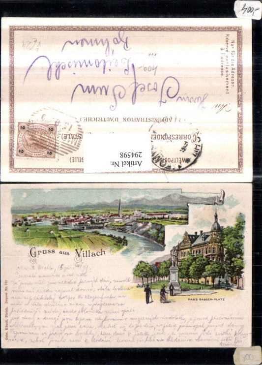 294598,Litho AK Villach Totale Hans Gasser-Platz Mehrbildkarte pub Künzli 732