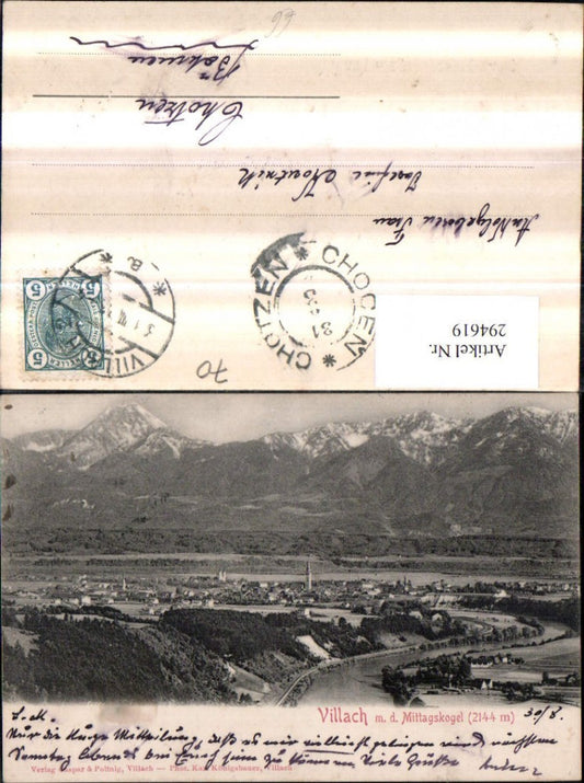 294619,Villach Totale m. d. Mittagskogel Bergkulisse
