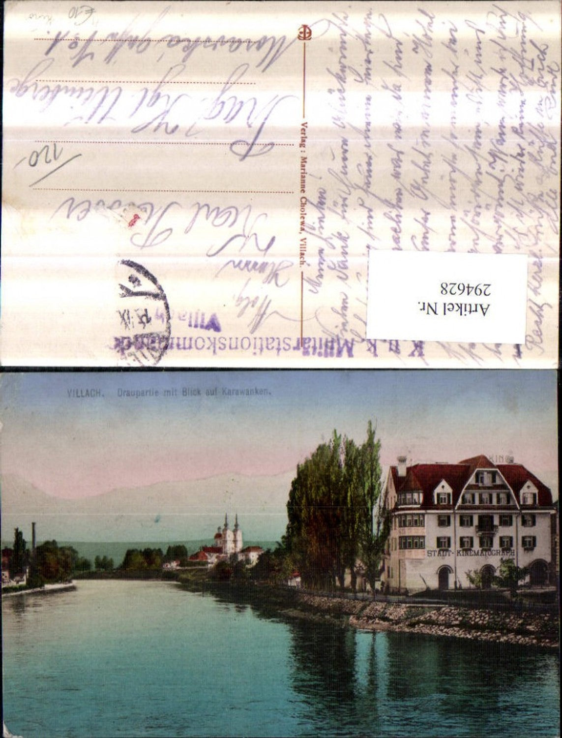 294628,Villach Draupartie Kino m. Blick auf Karawanken