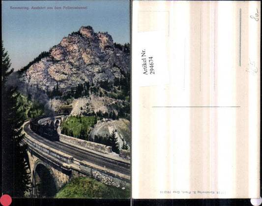 294674,Semmering Semmeringbahn Ausfahrt aus dem Pollerostunnel Viadukt