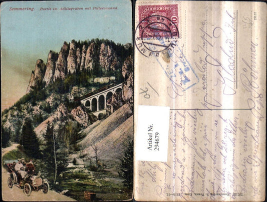 294679,Semmering Partie im Adlitzgraben m. Polleroswand Viadukt Automobil Oldtimer