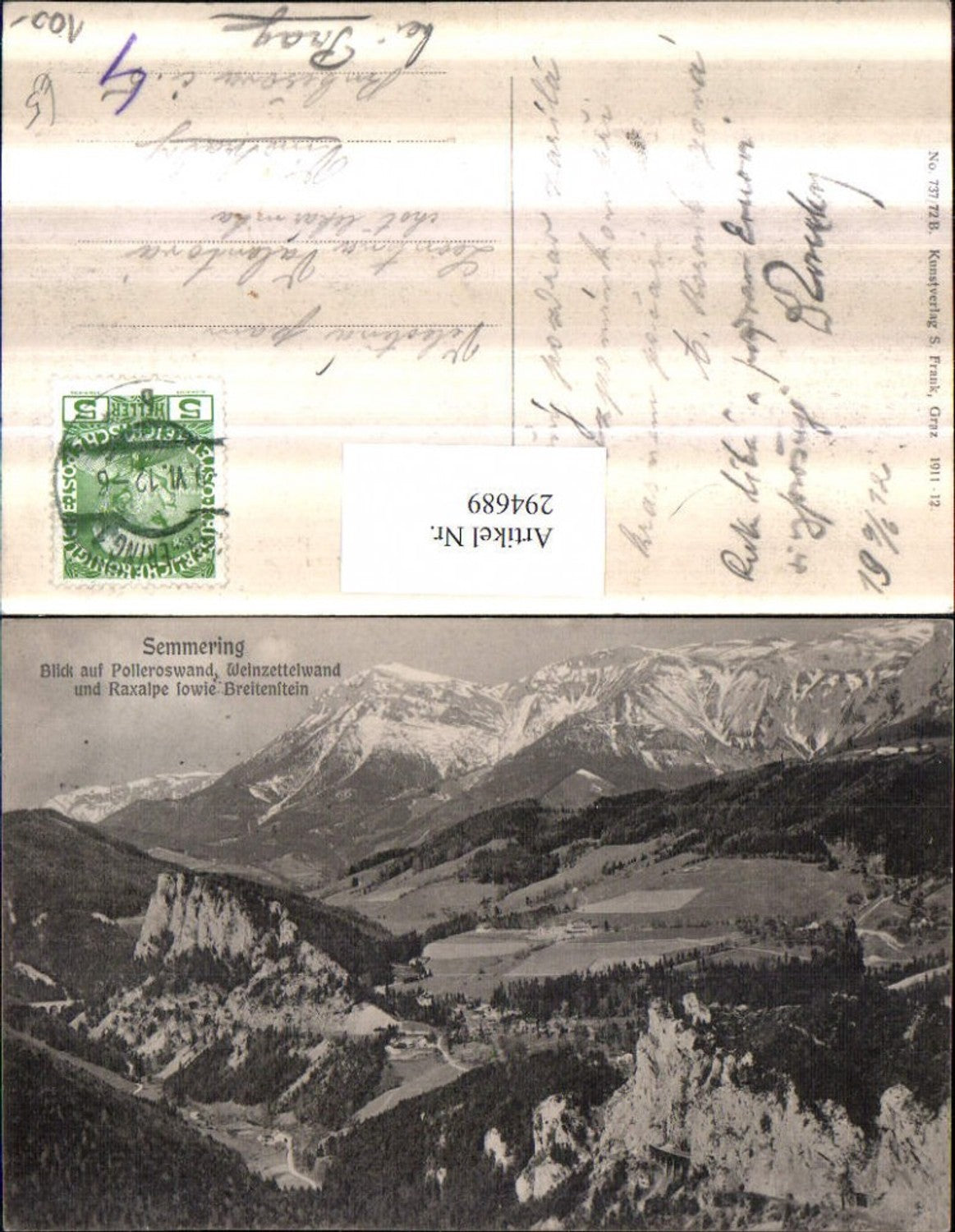 294689,Semmering Totale m. Polleroswand Weinzettelwand u. Raxalpe Bergkulisse