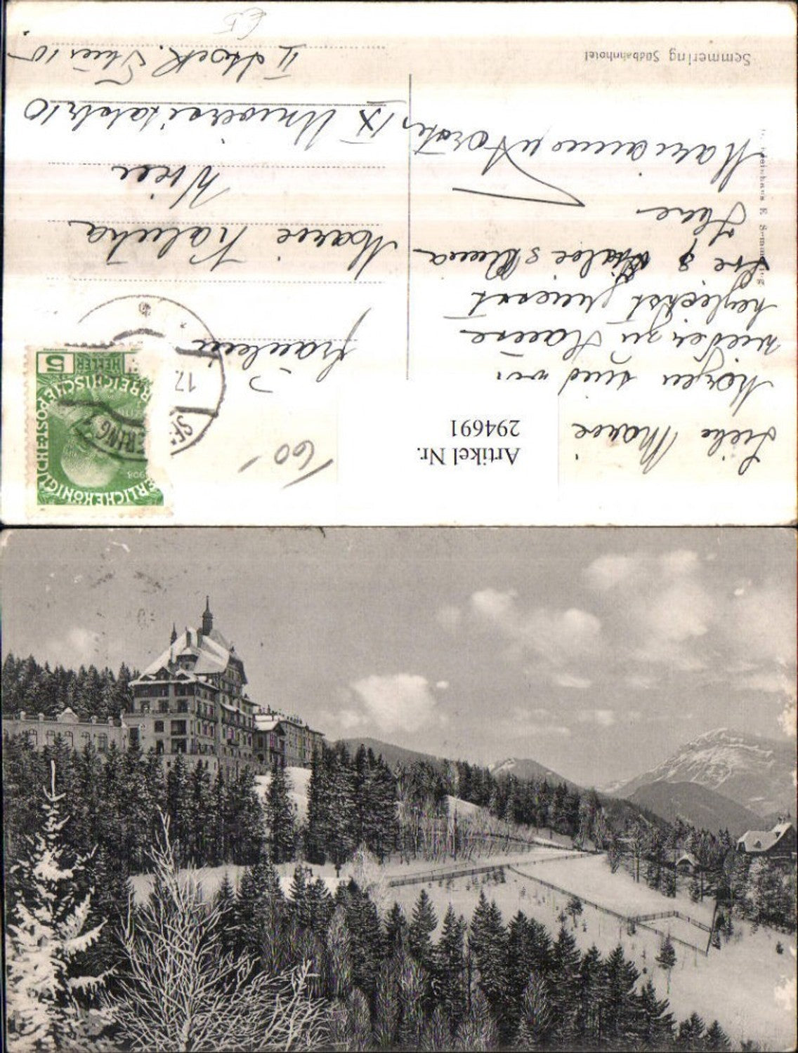 294691,Semmering Südbahnhotel Bergkulisse Winterbild