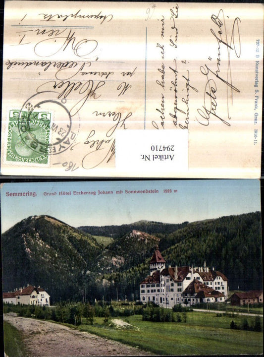 294710,Semmering Grand Hotel Erzherzog Johann m. Sonnwendstein