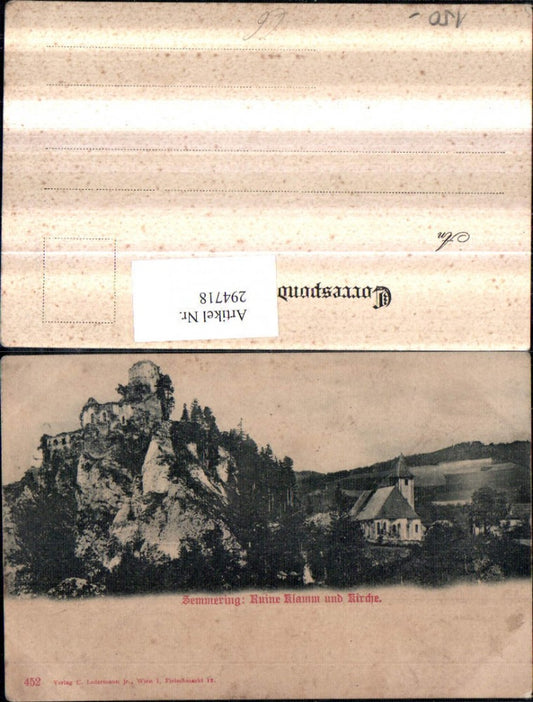 294718,Semmering Ruine Klamm u. Kirche