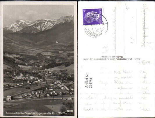 294781,Payerbach Totale geg. d. Rax Bergkulisse