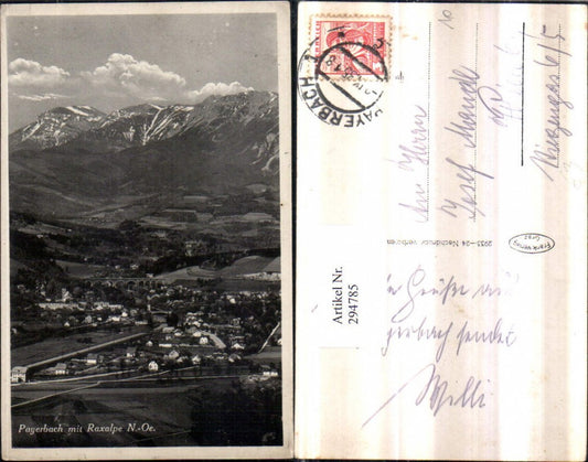 294785,Payerbach Totale m. Raxalpe Bergkulisse