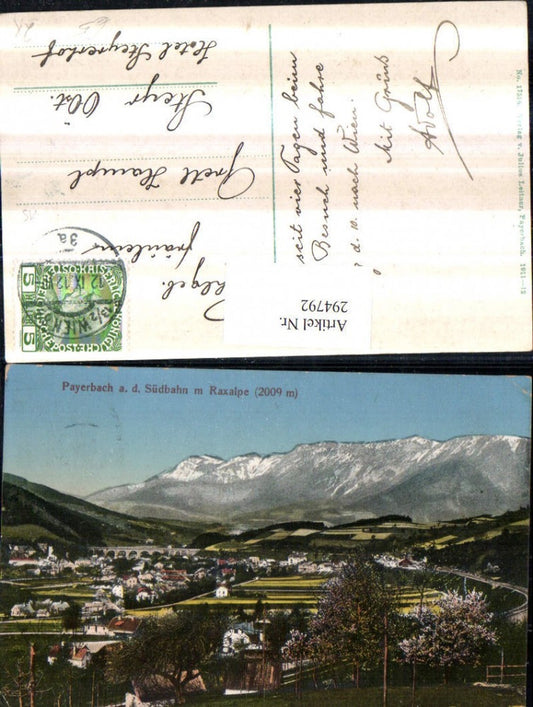 294792,Payerbach an d. Südbahn Totale m. Raxalpe Bergkulisse
