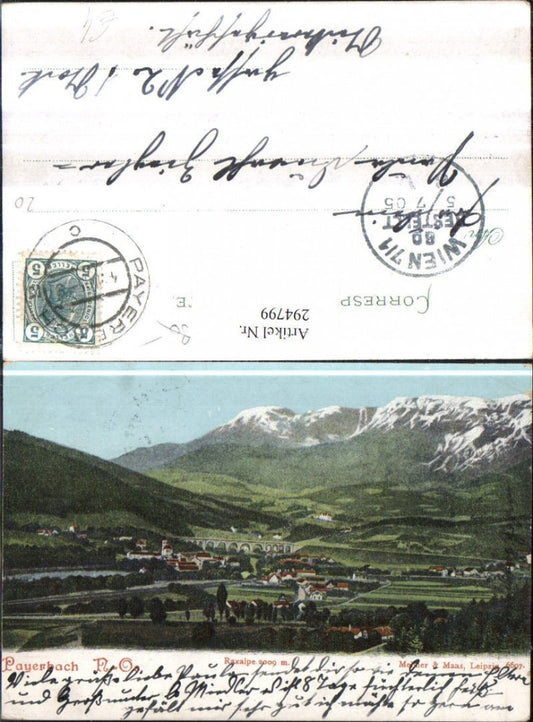 294799,Payerbach Totale m. Raxalpe Bergkulisse
