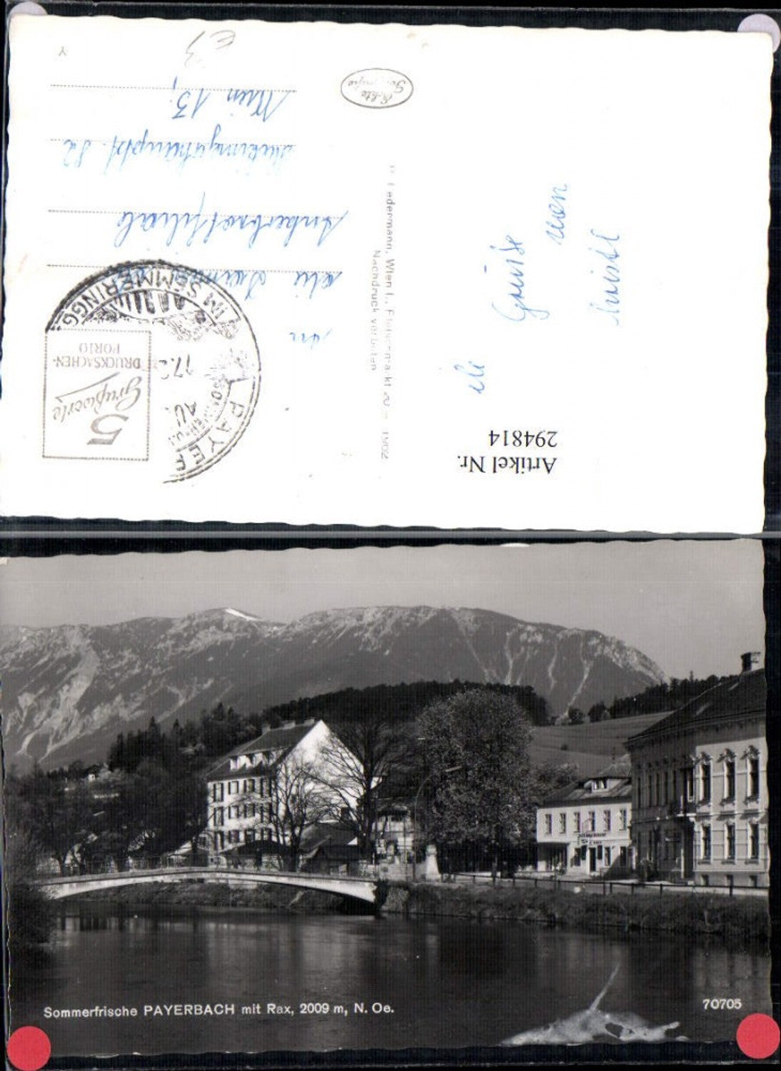 294814,Payerbach Payerbacherhof Brücke m. Rax Bergkulisse