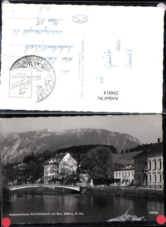 294814,Payerbach Payerbacherhof Brücke m. Rax Bergkulisse