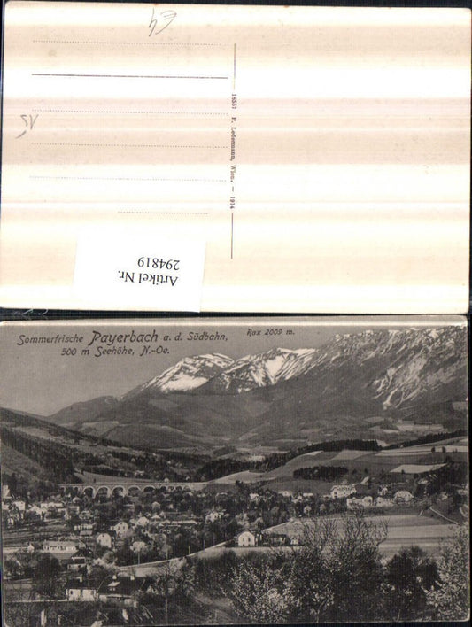 294819,Payerbach an d. Südbahn Totale m. Brücke Viadukt geg. Raxalpe Bergkulisse