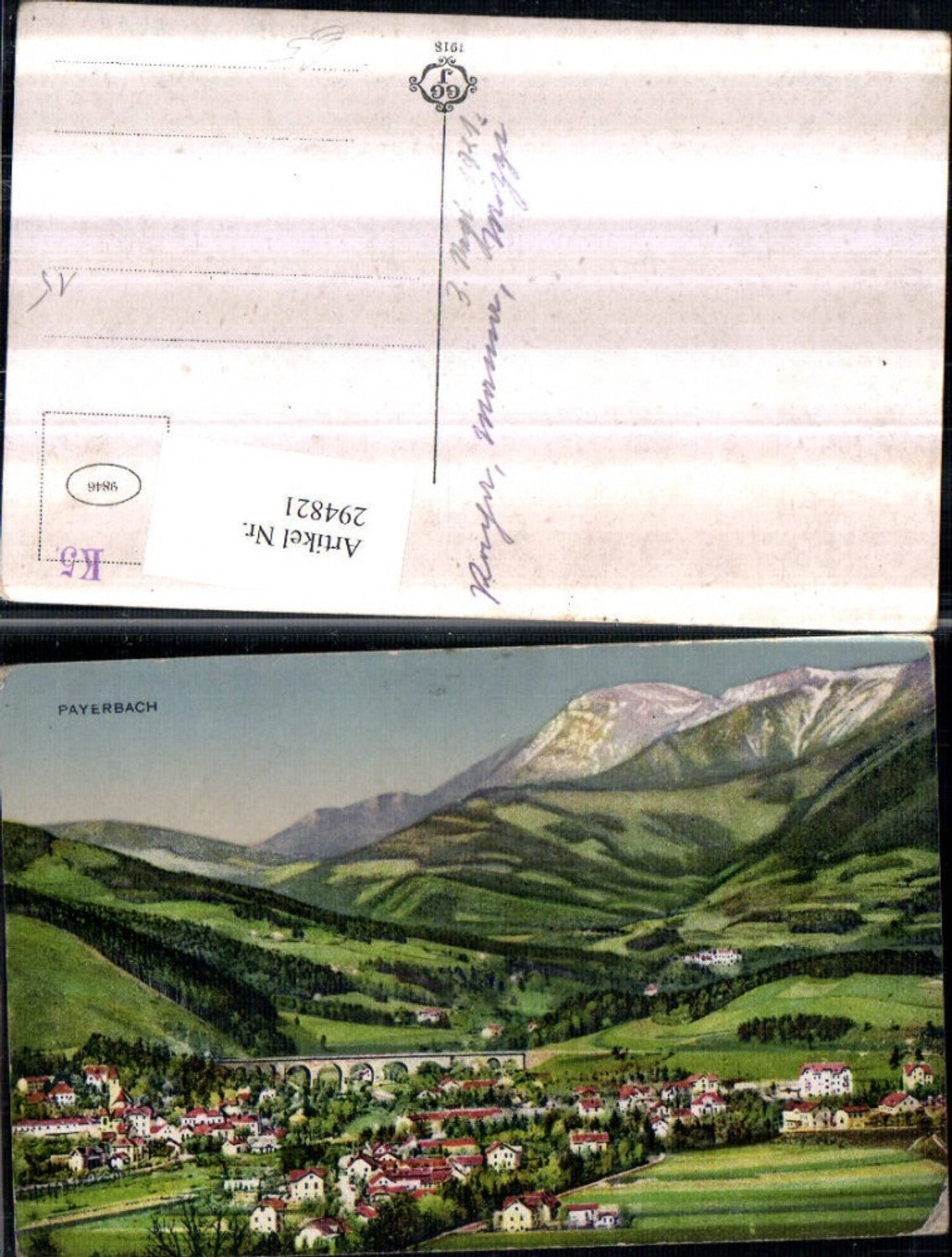 294821,Payerbach Totale m. Brücke Viadukt geg. Rax Bergkulisse