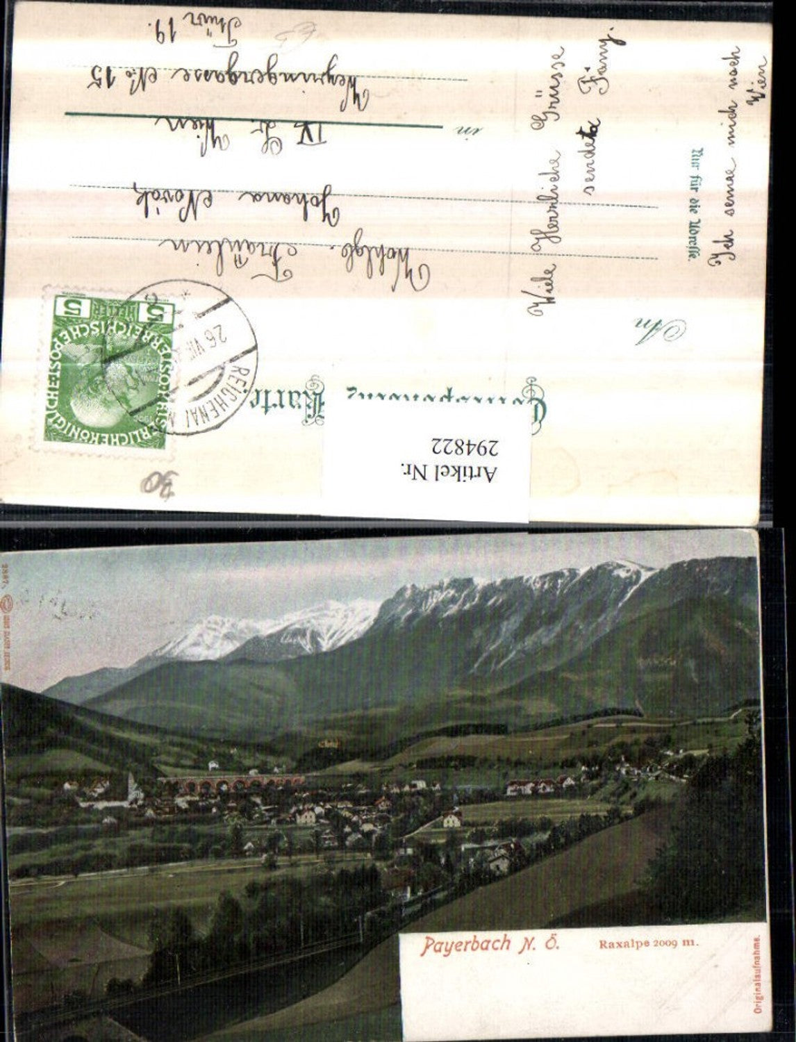 294822,Payerbach Totale m. Raxalpe Bergkulisse