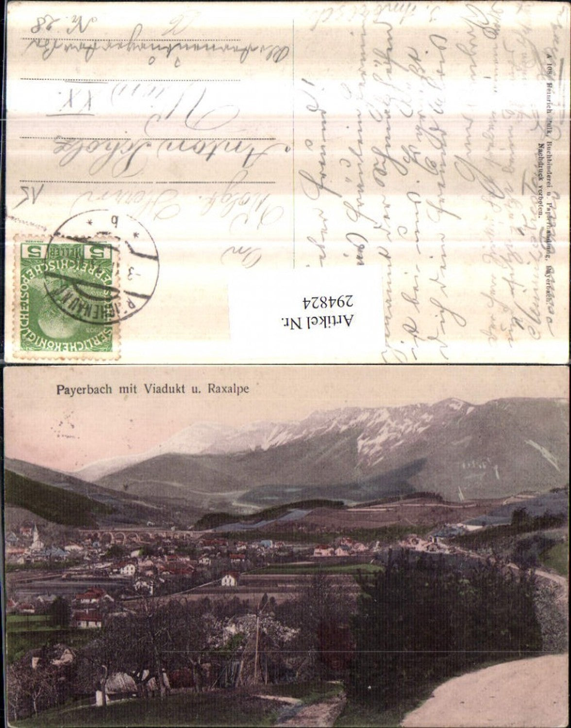 294824,Payerbach Totale m. Viadukt Brücke u. Raxalpe Bergkulisse
