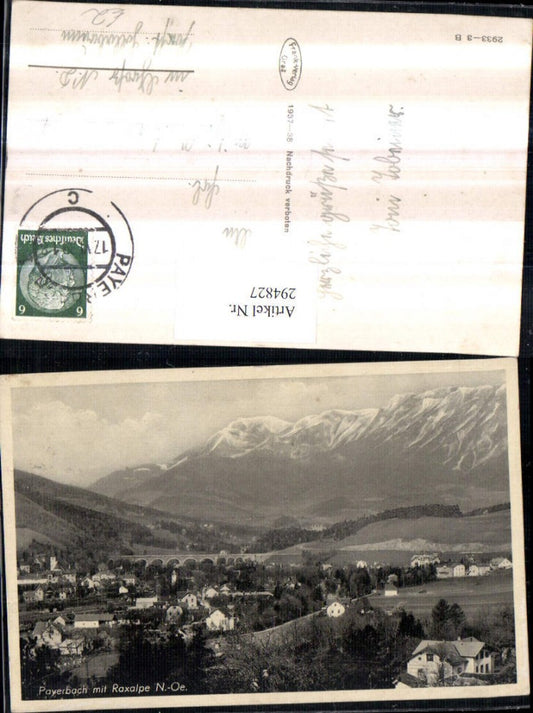 294827,Payerbach Totale m. Brücke Viadukt u. Raxalpe Bergkulisse