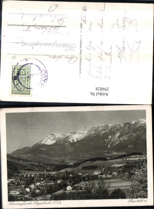 294828,Payerbach Totale m. Brücke Viadukt geg. Rax Bergkulisse
