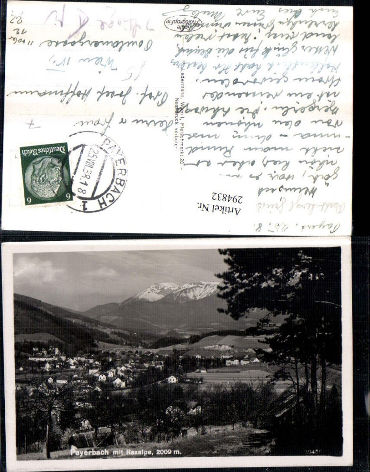 294832,Payerbach Totale m. Raxalpe Bergkulisse