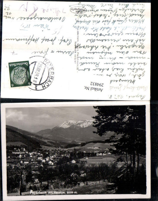 294832,Payerbach Totale m. Raxalpe Bergkulisse