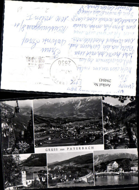 294843,Payerbach Totale Seilbahn Kirche Viadukt Brücke Mehrbildkarte