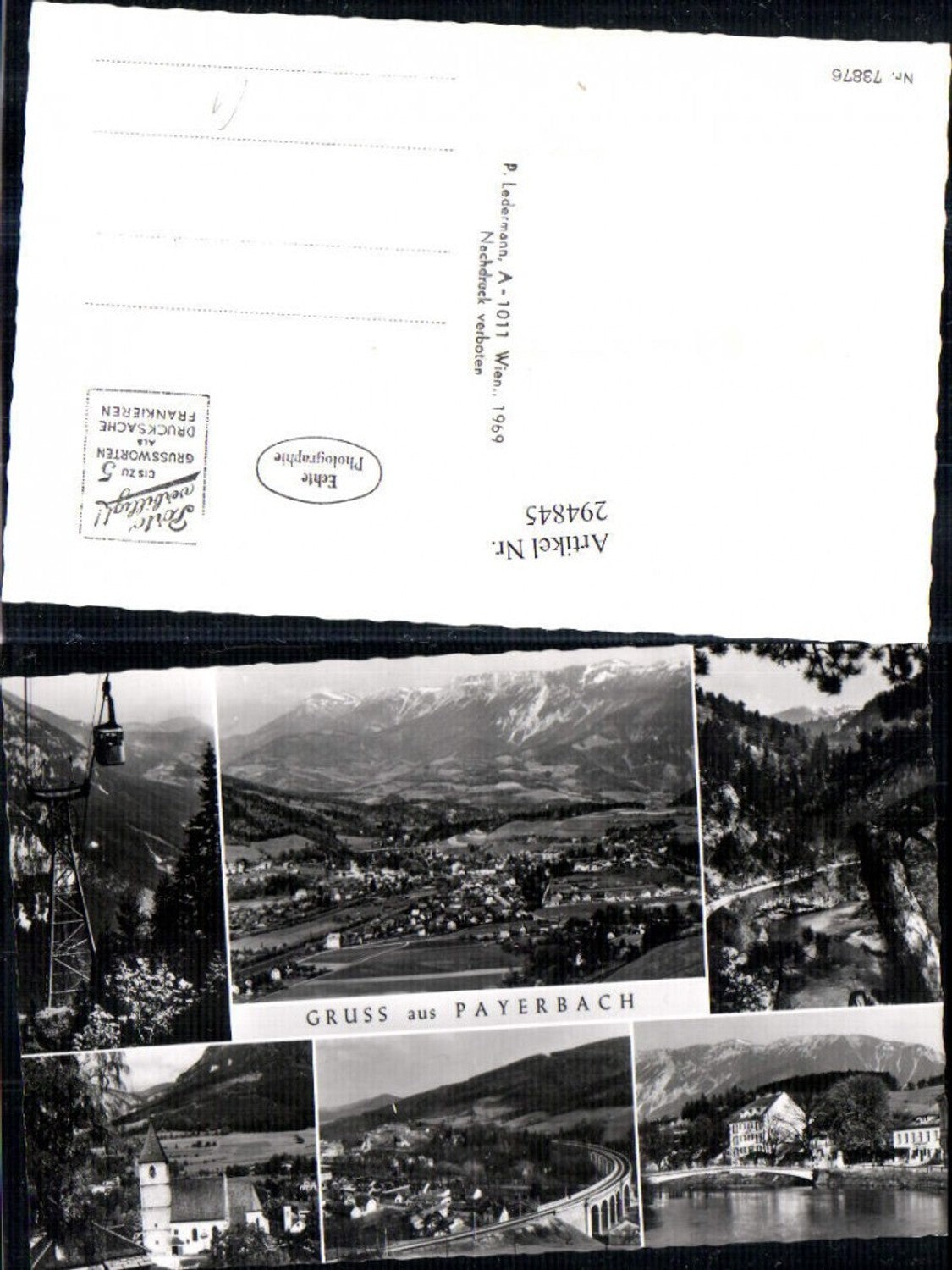 294845,Payerbach Totale Seilbahn Kirche Viadukt Brücke Mehrbildkarte