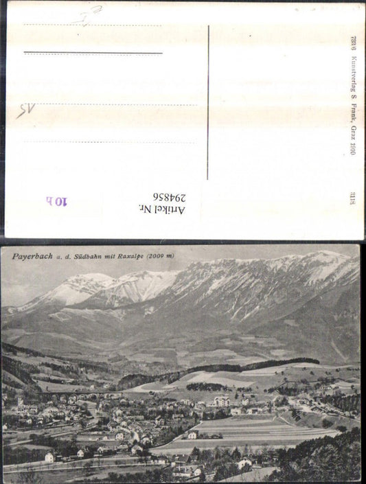 294856,Payerbach an d. Südbahn Totale m. Raxalpe Bergkulisse