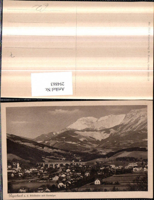 294863,Payerbach an d. Südbahn m. Viadukt Brücke geg. Raxalpe Bergkulisse