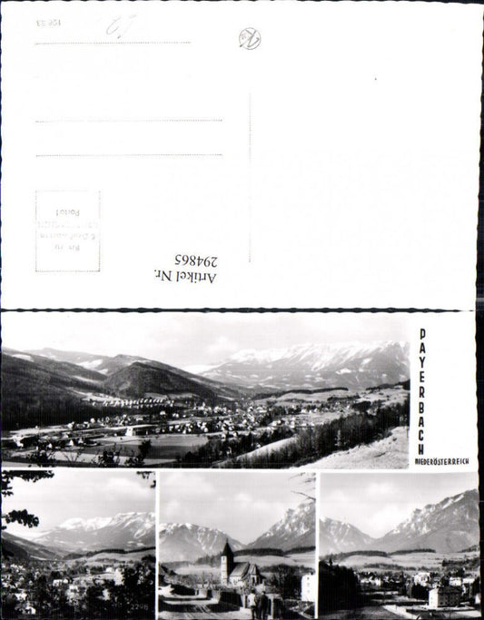 294865,Payerbach Totale Kirche Bergkulisse Mehrbildkarte