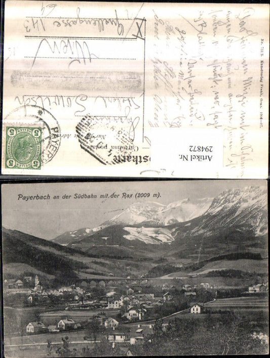 294872,Payerbach an d. Südbahn Totale m. Viadukt Brücke geg. Rax Bergkulisse