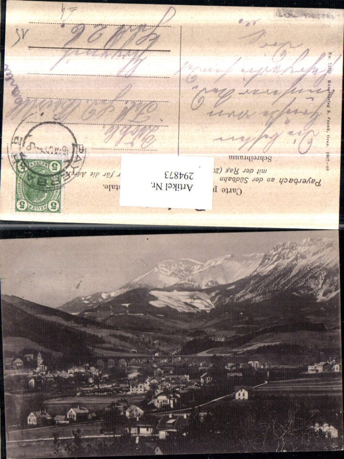 294873,Payerbach an d. Südbahn Totale m. Viadukt Brücke u. Raxalpe Bergkulisse