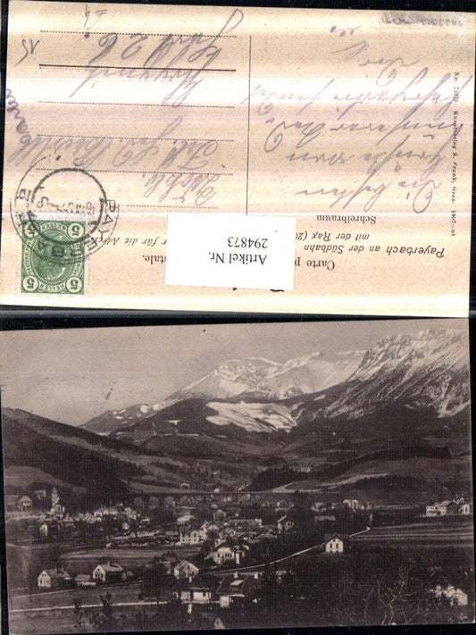 294873,Payerbach an d. Südbahn Totale m. Viadukt Brücke u. Raxalpe Bergkulisse