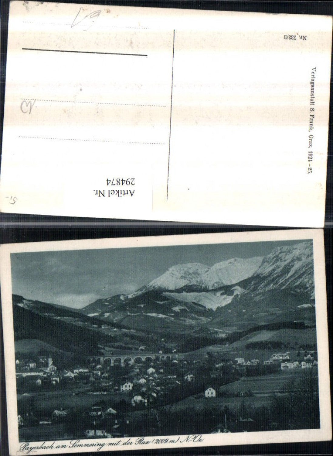 294874,Payerbach am Semmering Totale m. Viadukt Brücke u. Rax Bergkulisse