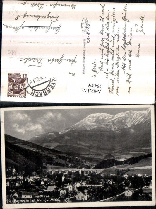 294876,Payerbach Totale m. Viadukt Brücke u. Raxalpe Bergkulisse