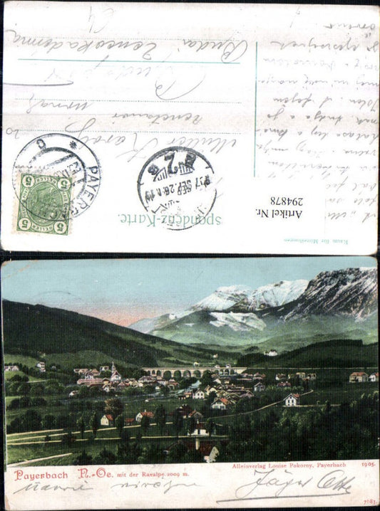 294878,Payerbach Totale m. Viadukt Brücke u. Raxalpe Bergkulisse