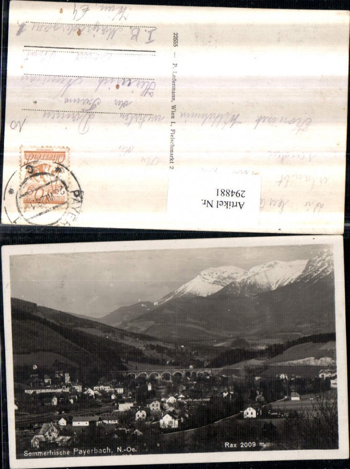 294881,Payerbach Totale m. Viadukt Brücke u. Rax Bergkulisse