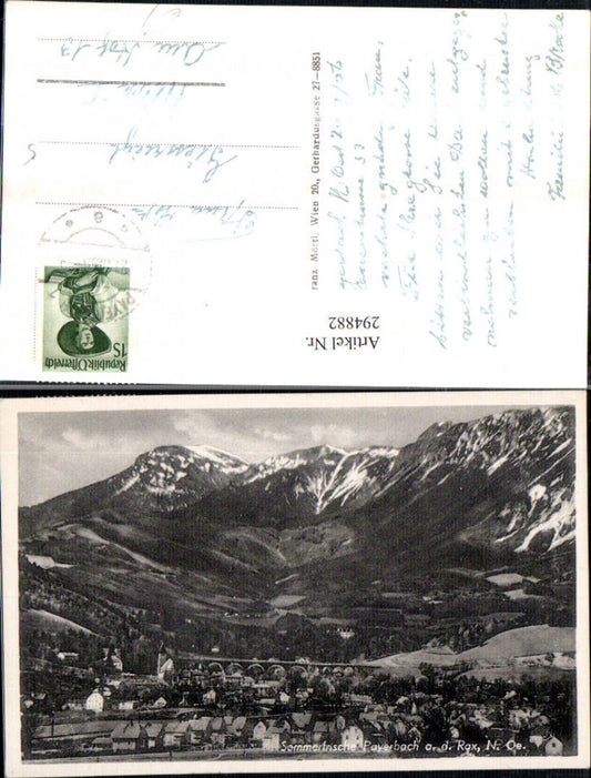 294882,Payerbach an d. Rax Totale m. Viadukt Brücke Bergkulisse