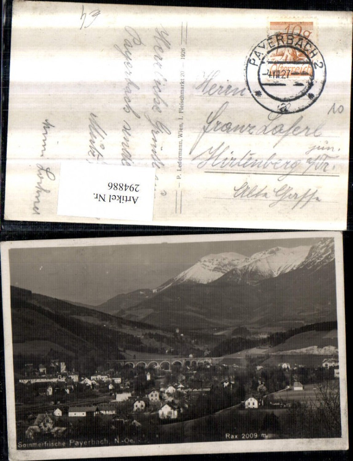 294886,Payerbach Totale m. Viadukt Brücke u. Rax Bergkulisse